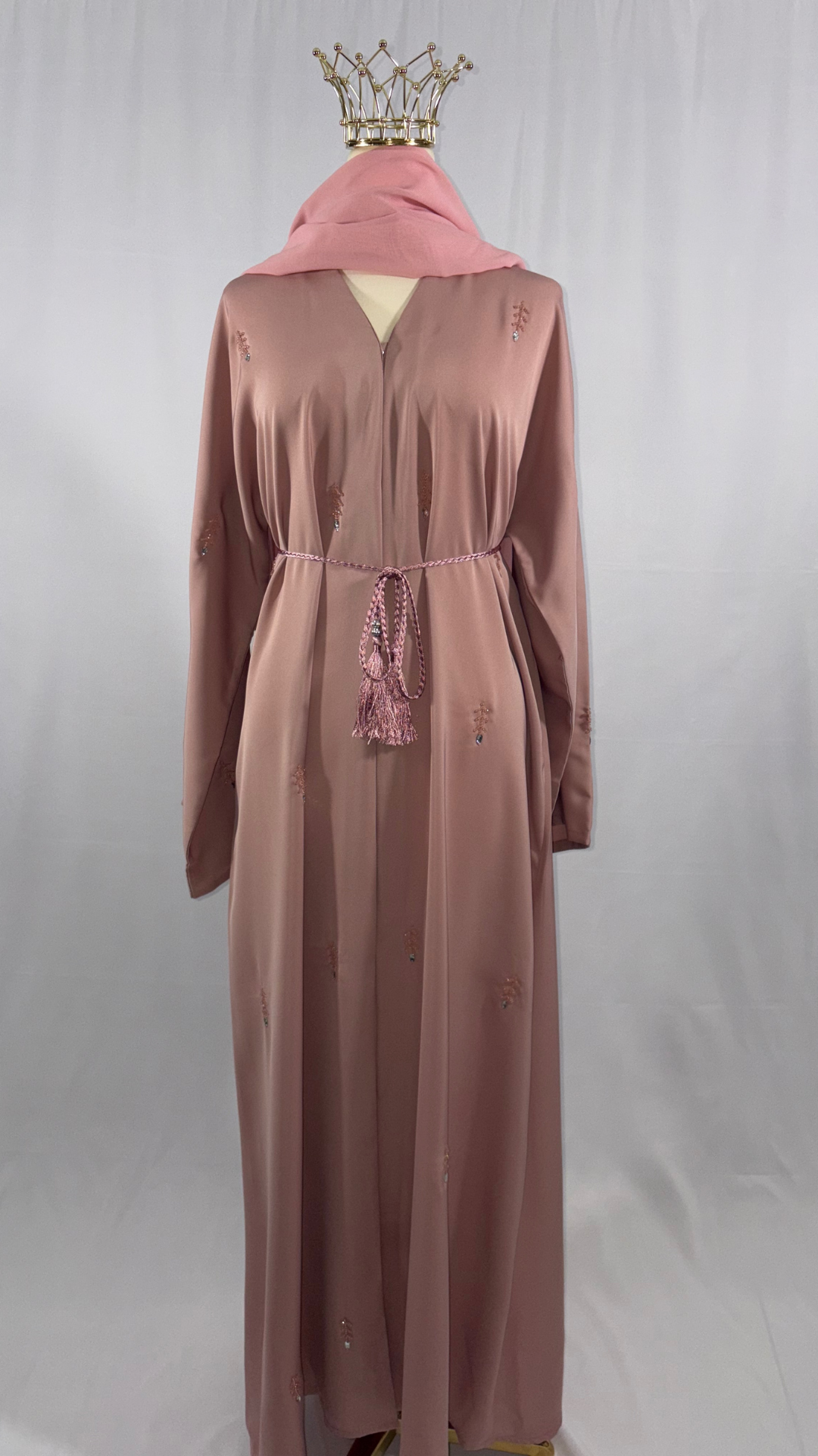 ABAYA Rosalía (Rose poudré brodée)