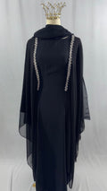 ✨ Abaya PAPILLON LUMIÈRE – Détail Argenté Avant